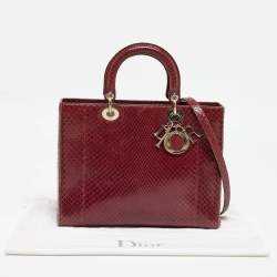 Dior Burgundy Python Large Lady Dior Tote