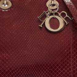 Dior Burgundy Python Large Lady Dior Tote