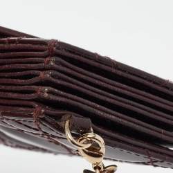 Pre Owned Dior Burgundy Cannage Patent Leather Lady Dior 5 Gusset Card Holder