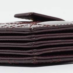 Pre Owned Dior Burgundy Cannage Patent Leather Lady Dior 5 Gusset Card Holder