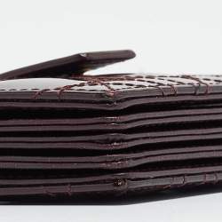 Pre Owned Dior Burgundy Cannage Patent Leather Lady Dior 5 Gusset Card Holder