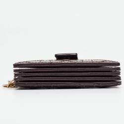 Pre Owned Dior Burgundy Cannage Patent Leather Lady Dior 5 Gusset Card Holder