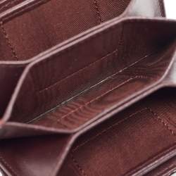 Pre Owned Dior Burgundy Cannage Patent Leather Lady Dior 5 Gusset Card Holder