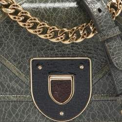 Pre Owned Dior Green Ceramic Effect Leather Diorama Club Shoulder Bag