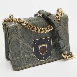Pre Owned Dior Green Ceramic Effect Leather Diorama Club Shoulder Bag