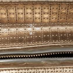 Pre Owned Dior Ombre Gold Micro Cannage Patent Leather Medium Lady Dior Tote