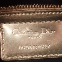 Pre Owned Dior Ombre Gold Micro Cannage Patent Leather Medium Lady Dior Tote