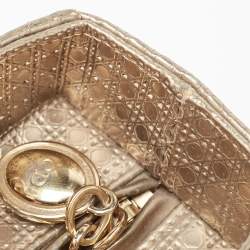 Pre Owned Dior Ombre Gold Micro Cannage Patent Leather Medium Lady Dior Tote