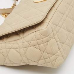 Dior Beige Cannage Leather Medium Caro Shoulder Bag