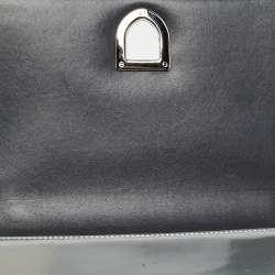 Pre Owned Dior Silver Micro Cannage Patent Leather Medium Diorama Shoulder Bag