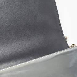 Pre Owned Dior Silver Micro Cannage Patent Leather Medium Diorama Shoulder Bag