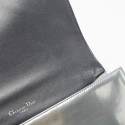 Pre Owned Dior Silver Micro Cannage Patent Leather Medium Diorama Shoulder Bag