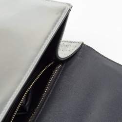 Pre Owned Dior Silver Micro Cannage Patent Leather Medium Diorama Shoulder Bag