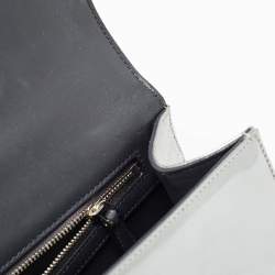 Pre Owned Dior Silver Micro Cannage Patent Leather Medium Diorama Shoulder Bag