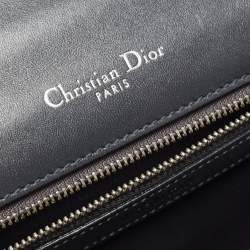 Pre Owned Dior Silver Micro Cannage Patent Leather Medium Diorama Shoulder Bag