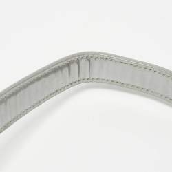 Pre Owned Dior Silver Micro Cannage Patent Leather Medium Diorama Shoulder Bag