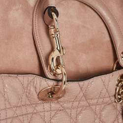 Pre Owned Dior Old Rose Cannage Soft Leather Large Lady Dior Tote