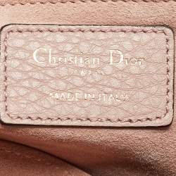 Pre Owned Dior Old Rose Cannage Soft Leather Large Lady Dior Tote