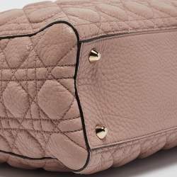 Pre Owned Dior Old Rose Cannage Soft Leather Large Lady Dior Tote