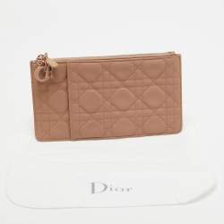 Dior Dusty Pink Cannage Leather Lady Dior Zip Pouch