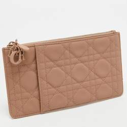 Dior Dusty Pink Cannage Leather Lady Dior Zip Pouch