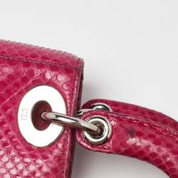 Pre Owned Dior Pink Python Mini Lady Dior Tote
