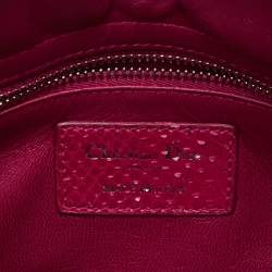 Pre Owned Dior Pink Python Mini Lady Dior Tote