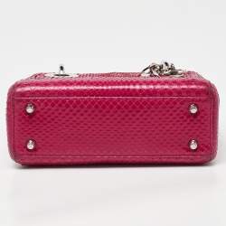 Pre Owned Dior Pink Python Mini Lady Dior Tote