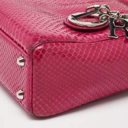 Pre Owned Dior Pink Python Mini Lady Dior Tote