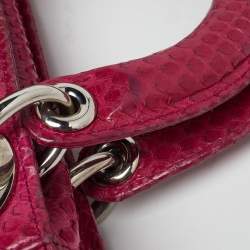 Pre Owned Dior Pink Python Mini Lady Dior Tote