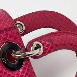 Pre Owned Dior Pink Python Mini Lady Dior Tote