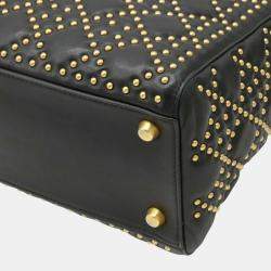 Dior Black Leather Medium Studded Supple Lady Dior Bag