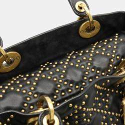 Dior Black Leather Medium Studded Supple Lady Dior Bag