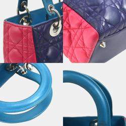 Dior Tricolour Leather Medium Lady Dior Top Handle Bag