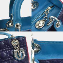 Dior Tricolour Leather Medium Lady Dior Top Handle Bag