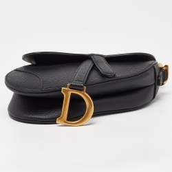 Dior Black Leather Mini Saddle Bag