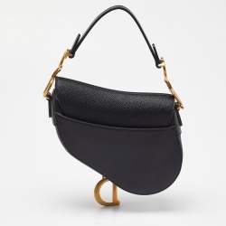 Dior Black Leather Mini Saddle Bag