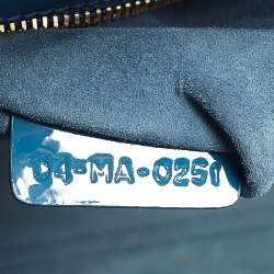 Pre Owned Dior Blue Cannage Patent Leather Small Lady Dior Tote