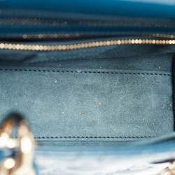 Pre Owned Dior Blue Cannage Patent Leather Small Lady Dior Tote