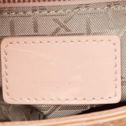 Pre Owned Dior Beige Cannage Patent Leather Mini Lady Dior Tote