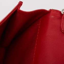 Pre Owned Dior Red Cannage Leather Lady Dior Chain Clutch