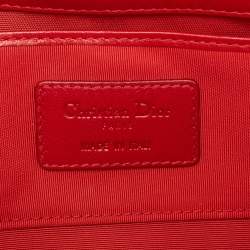 Pre Owned Dior Red Cannage Leather Lady Dior Chain Clutch