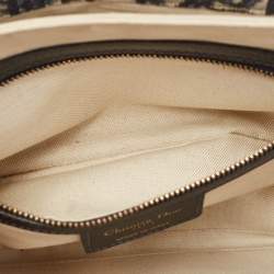 Pre Owned Dior Blue Oblique Canvas and Leather CD Logo Shoulder Bag