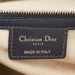 Pre Owned Dior Blue Oblique Canvas and Leather CD Logo Shoulder Bag