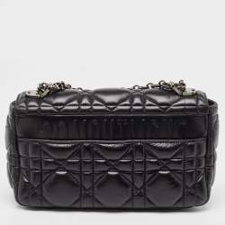 Pre Owned Dior Black Cannage Leather Medium Caro Shoulder Bag