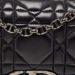 Pre Owned Dior Black Cannage Leather Medium Caro Shoulder Bag