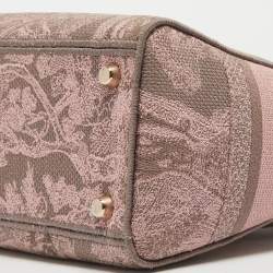 Pre Owned Dior Pink/Grey Embroidered Canvas Medium Lady D-Lite Tote