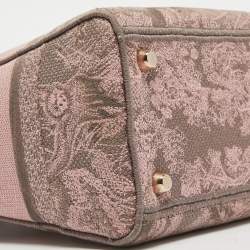 Pre Owned Dior Pink/Grey Embroidered Canvas Medium Lady D-Lite Tote
