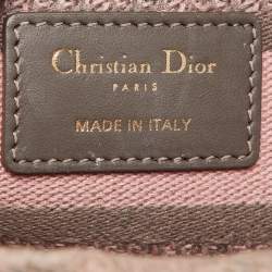 Pre Owned Dior Pink/Grey Embroidered Canvas Medium Lady D-Lite Tote