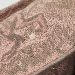 Pre Owned Dior Pink/Grey Embroidered Canvas Medium Lady D-Lite Tote